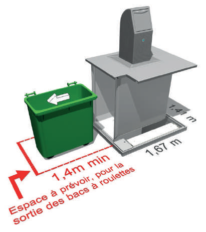 ECOBAC 750 relevé avec bac roulant sorti
